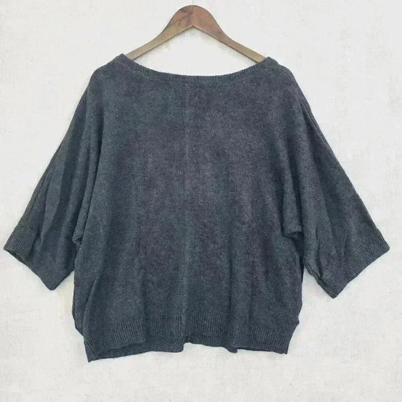 Loft Wool Rabbit Hair Blend Scoop neck Wide Sleeve Slouchy Sweater Women's L/XL - Picture 2 of 8